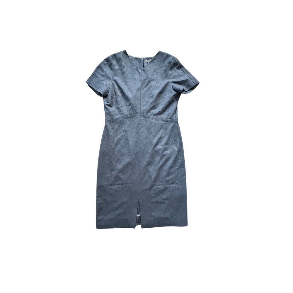 COS Navy V Neck Short Sleeve Sheath Dress Cashmere Wool Blend Size Medium